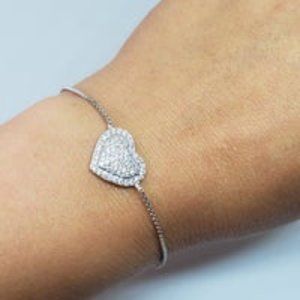 Real .925 Sterling Silver Heart Bracelet